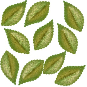 Listki waflowe liście liść na tort zielone pozłacane 10 szt