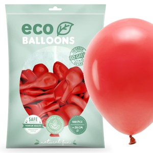 Balony ECO pastelowe 100 szt Czerwony
