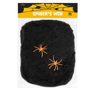 Pajęczyna Halloween Czarna 60g + 2 pająki