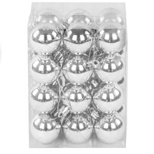 Bombki plastikowe 40mm Srebrne 24 sztuki 