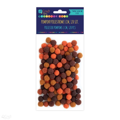 Pompony poliestrowe 1 cm Mix brązowy 120 szt 031