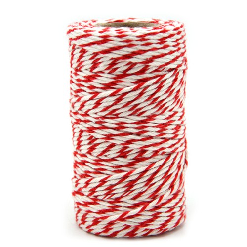 Sznurek bawełniany 2mm 100g biało-czerwony