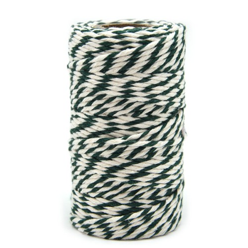 Sznurek bawełniany 2mm 100g biało-zielony