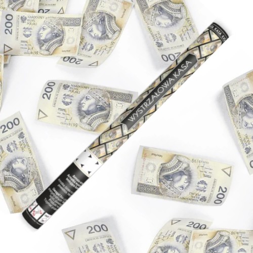 Konfetti strzelające 60cm Banknoty 200PLN