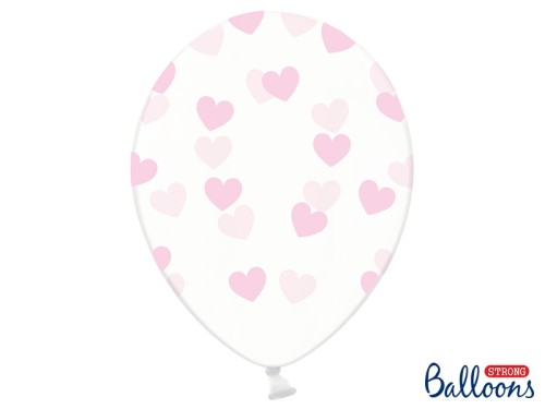 Balon Serduszka J.Różowe Crystal Clear 30 cm-1 szt