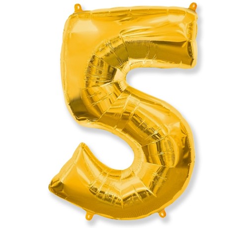 Balon foliowy Złoty 85 cm cyfra 5