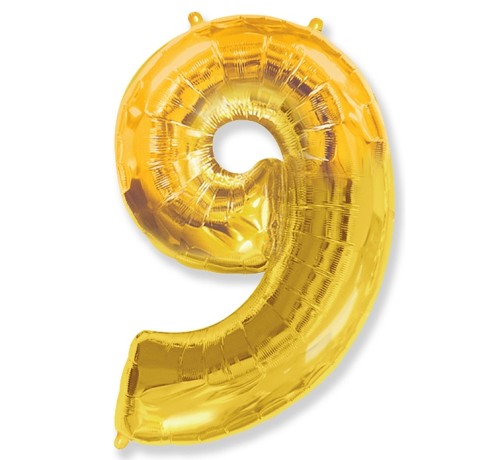 Balon foliowy Złoty 85 cm cyfra 9