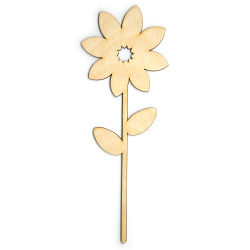 Kwiatek ze sklejki na patyku nr.1 wys.18,5 cm