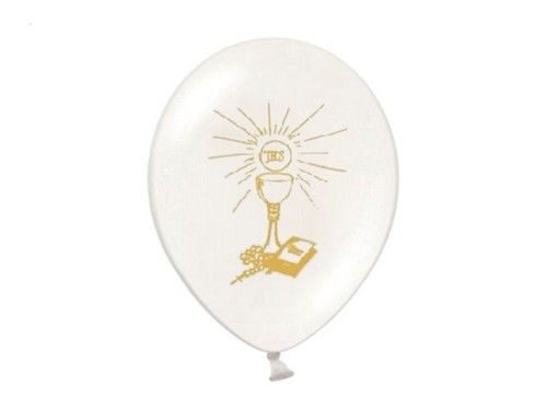 Balon 27 cm I Komunia Święta Pastel Biały - 1 szt