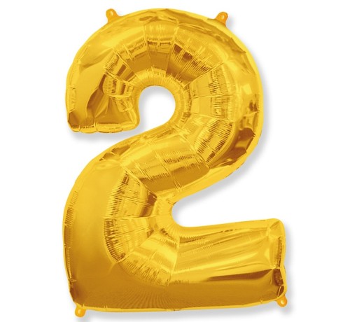 Balon foliowy Złoty 38 cm cyfra 2