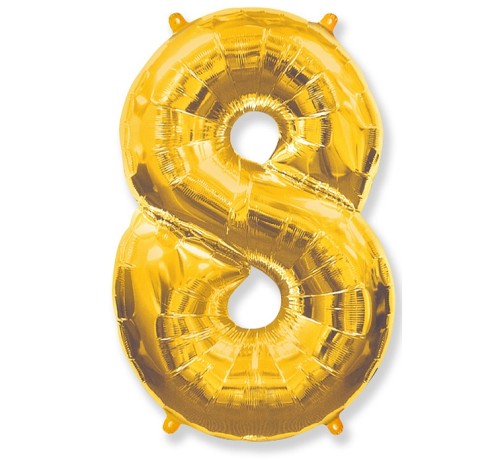 Balon foliowy Złoty 38 cm cyfra 8