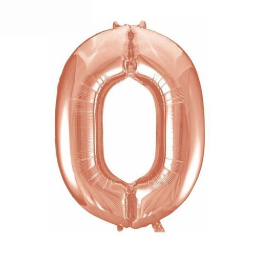 Balon foliowy Różowo złoty 85 cm cyfra 0