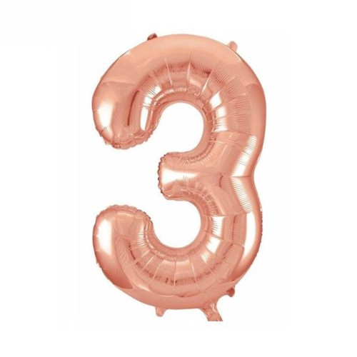 Balon foliowy Różowo złoty 85 cm cyfra 3