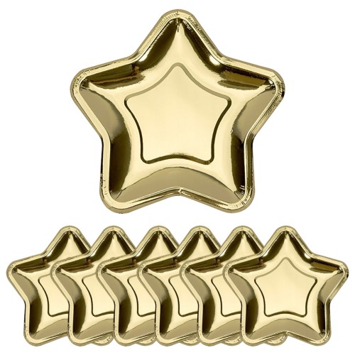 Talerzyki papierowe Gwiazdki Złote 18cm 6 szt
