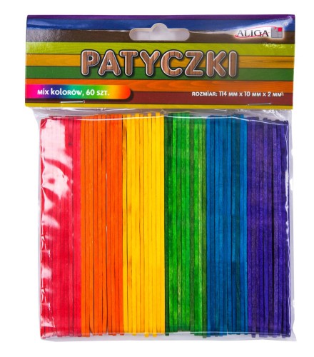 Patyczki kreatywne kolorowe Aliga 60szt PK-3274