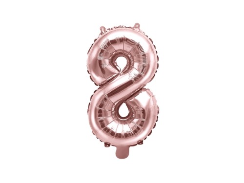 Balon foliowy Różowo złoty 35 cm cyfra 8