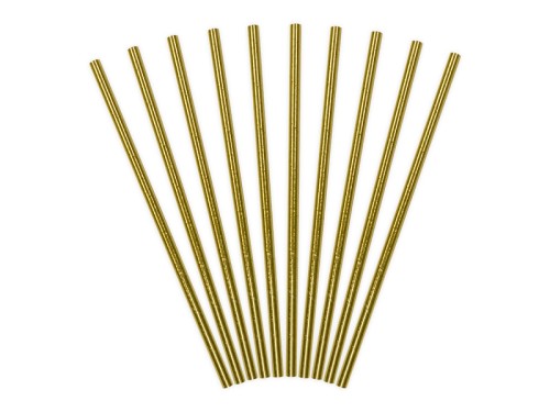 Słomki papierowe 19,5 cm 10 szt złote 019