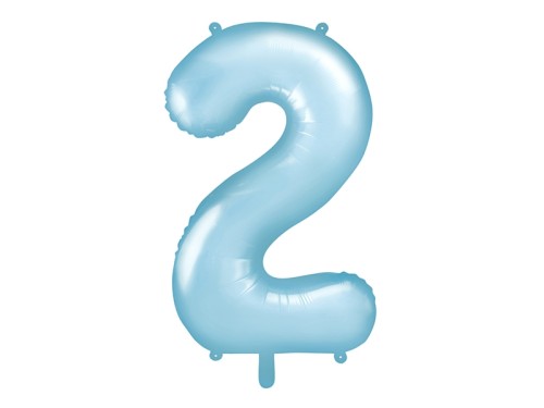 Balon foliowy Pastelowy Niebieski 85 cm cyfra 2