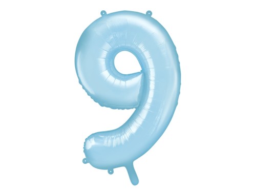 Balon foliowy Pastelowy Niebieski 85 cm cyfra 9