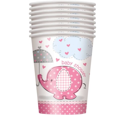 Kubeczki papierowe Baby Shower Słonik różowe