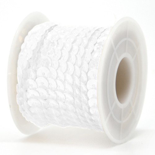 Taśma cekinowa 6 mm x 9 m Biała