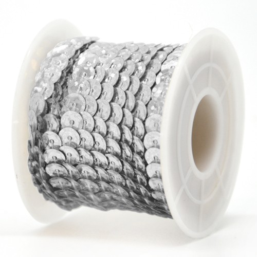 Taśma cekinowa 6 mm x 9 m Srebrny D8
