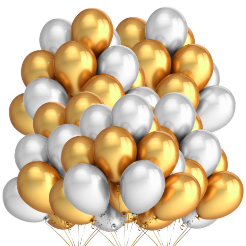 Balony MIX 50 sztuk Srebrno-Złoty