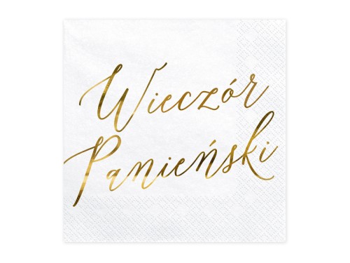 Serwetki 33x33 cm Wieczór Panieński białe 20 szt