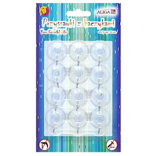 Przyssawki z haczykiem 2,5 cm 12 szt