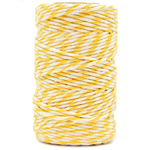 Sznurek bawełniany 2mm 100g biało-żółty
