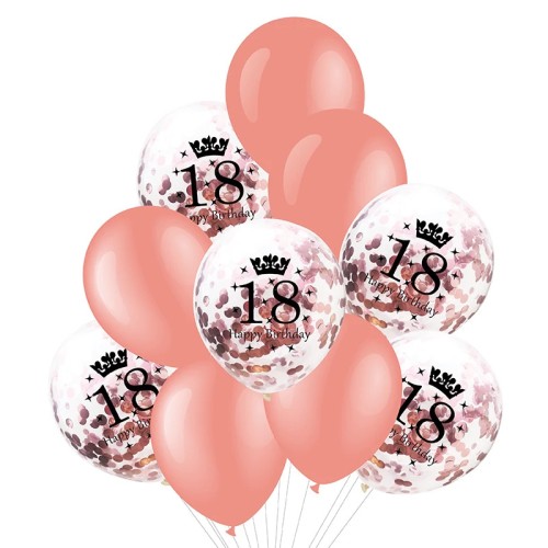 Zestaw balonów 18 Urodziny Konfetti Rose Gold