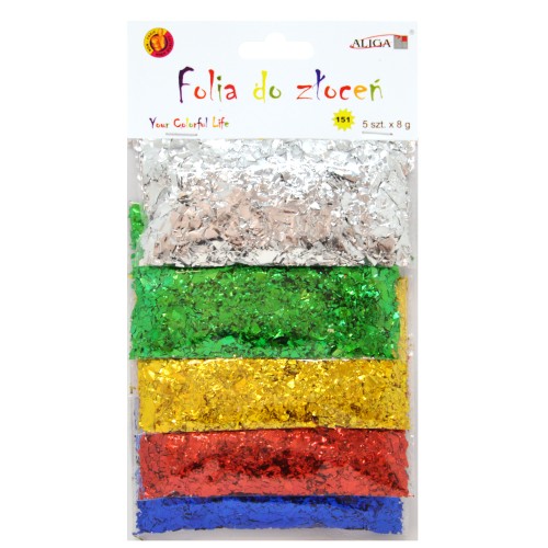 Folia do złoceń płatki mix 5 kolorów Aliga