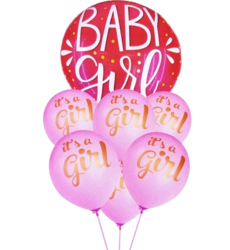 Zestaw balonów Baby Girl różowe 7 szt