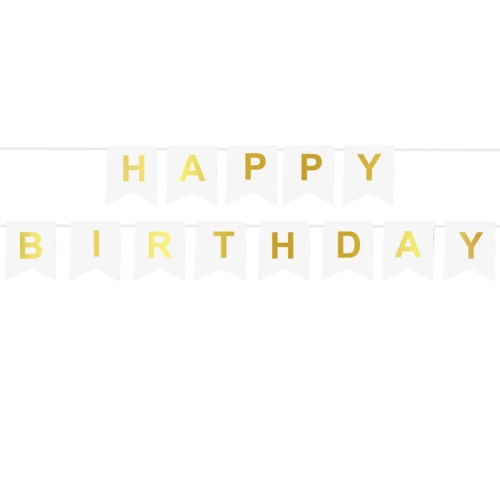 Baner urodzinowy Happy Birthday Biały