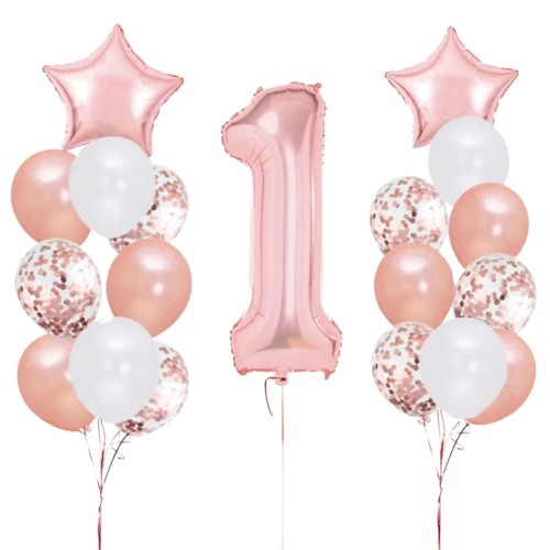 Zestaw balonów Roczek Rose Gold 19 szt