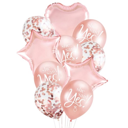Zestaw balonów She Said Yes Rose Gold 10 szt
