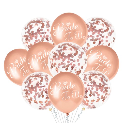 Zestaw balonów Bride To Be Konfetti Rose Gold 10sz