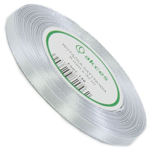 Wstążka Satynowa 6 mm 32 mb srebrna FS01-148