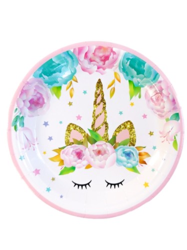 Talerzyki papierowe Jednorożec 18 cm 6 szt JIX