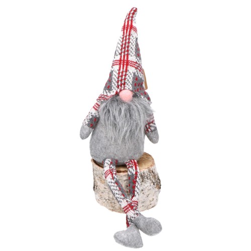 Skrzat gnom w czapce szary zwisające nogi 41 cm