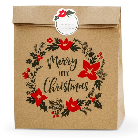 Torebki na prezenty Merry Little Christmas Kraft