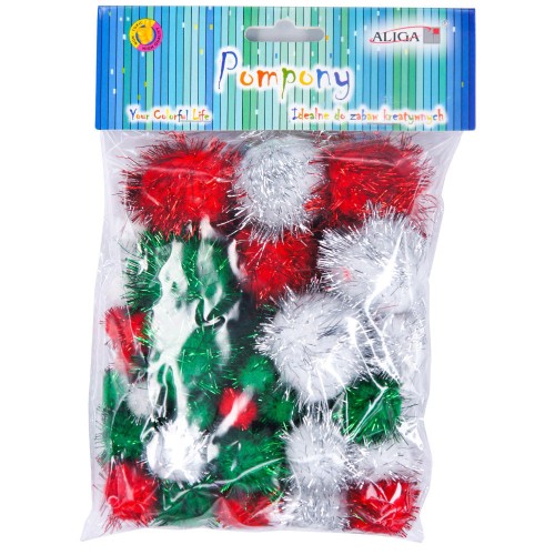 Pompony brokatowe MIX 50 sztuk