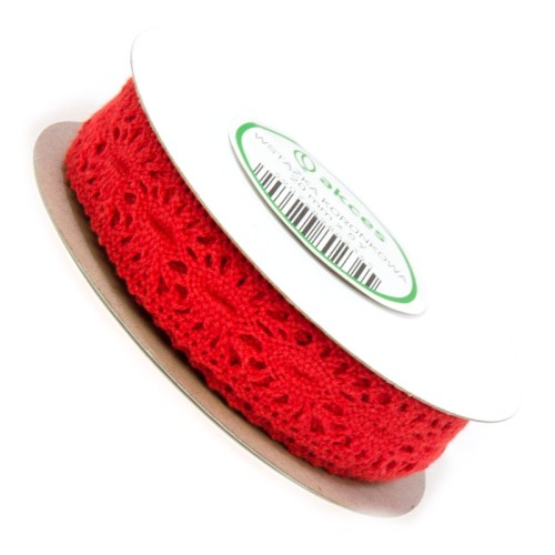 Koronka bawełniana 4,5m czerwona FS107-03