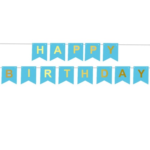 Baner urodzinowy Happy Birthday Niebieski 16x20 cm
