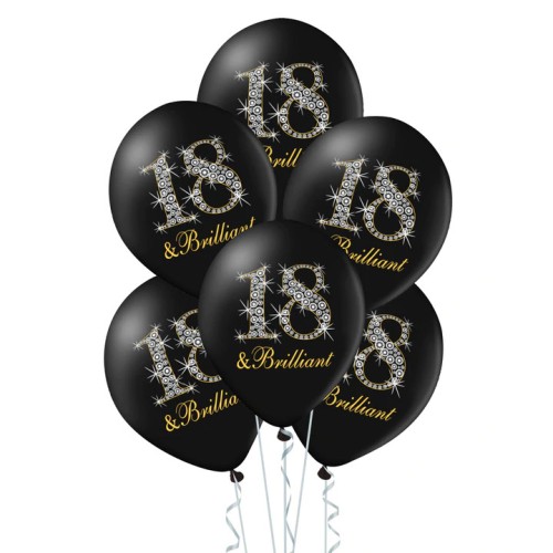 Balony 30 cm 18&Brilliant pastel czarny 6 sztuk