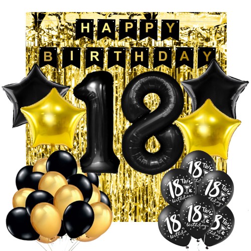 Zestaw Dekoracji Balony 18 Urodziny Kurtyna XL