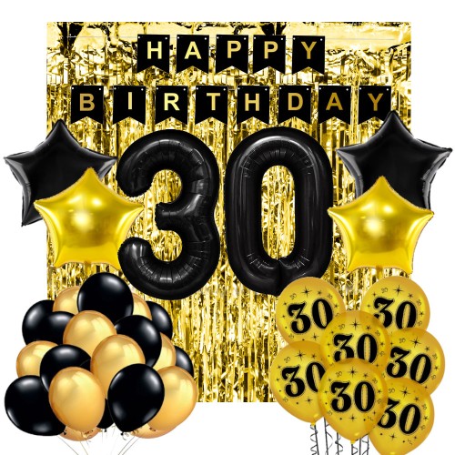 Zestaw Dekoracji Balony 30 Urodziny Kurtyna XL