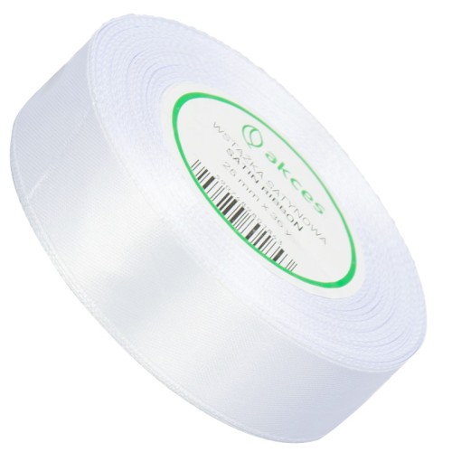 Wstążka Satynowa 25 mm 32 mb FS04-01 biała