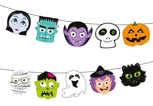Girlanda Halloween Monsters z głowami 150cm