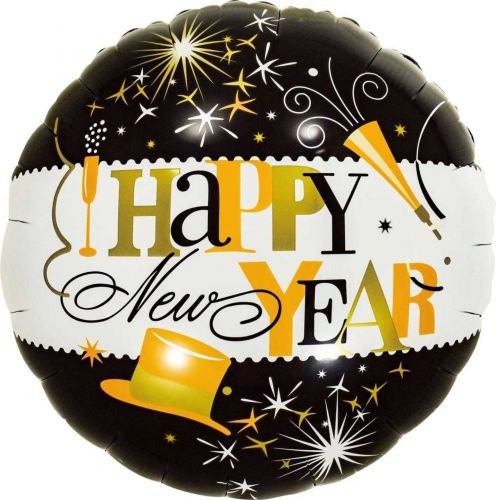 Balon foliowy 18'' okrągły Happy New Year